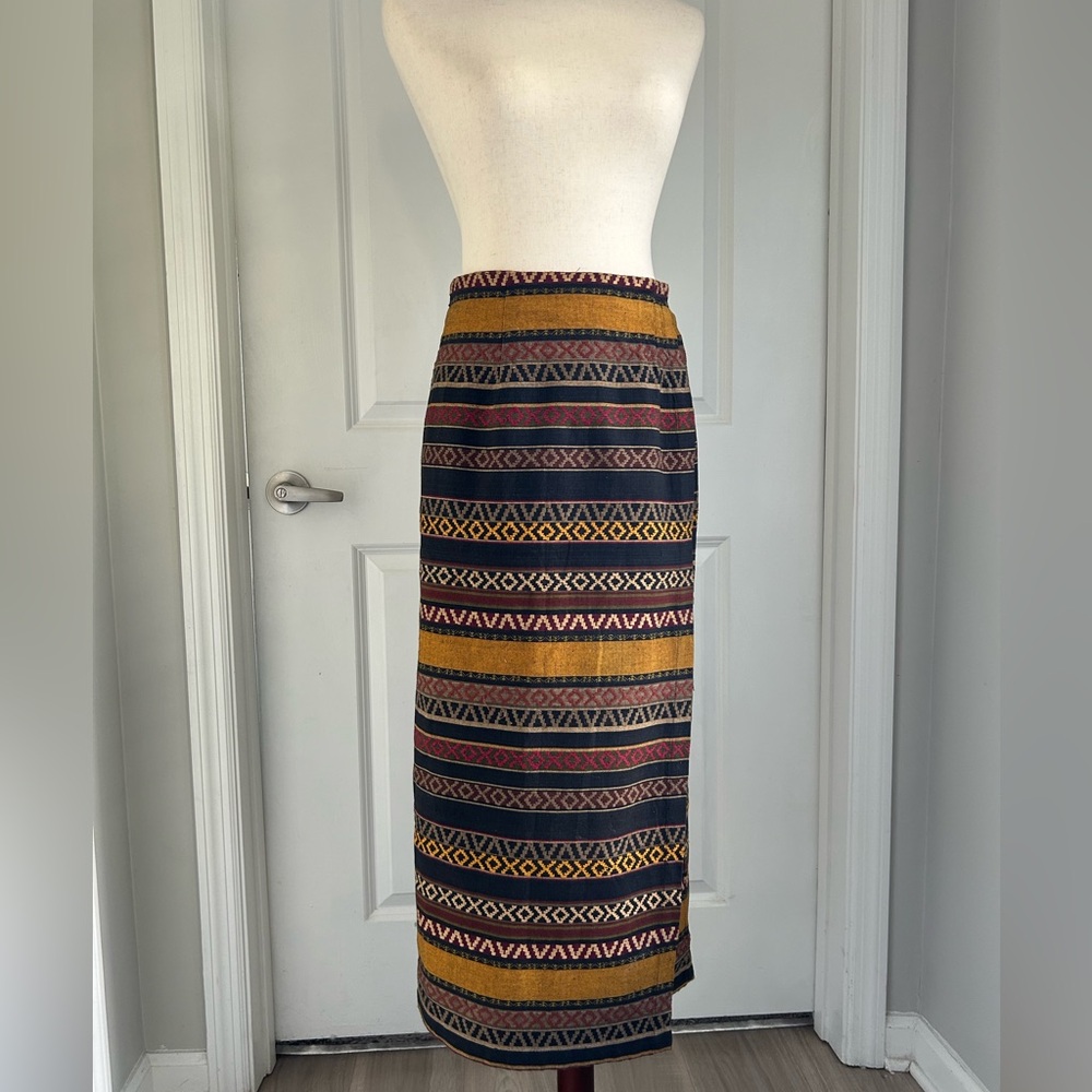 Vintage Basic Edition Boho Ethnic Print Long Wrap Shirt